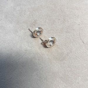 Rose gold and Gold cubic zirconia stud earrings. Delicate and dainty
